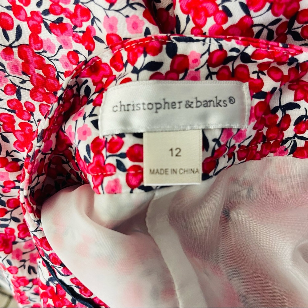 Christopher Banks pink white floral cottagecore preppy midi skirt 12 - Picture 6 of 7